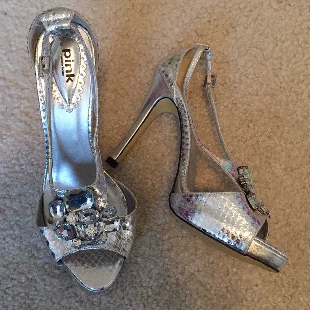 Silver Platform Prom Heels